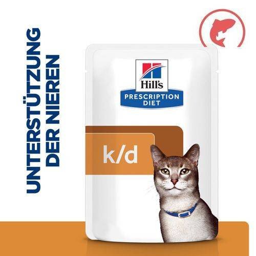 Hill's Prescription Diet K/D Kidney Care Nassfutter für Katzen mit Lachs  (Beutel)