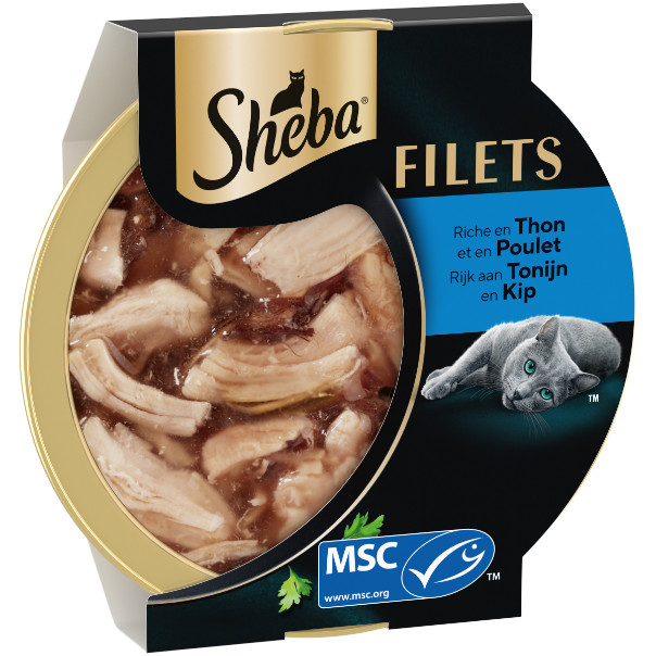 Sheba Filets met kip en tonijn in saus natvoer kat (kuipjes 60 g)