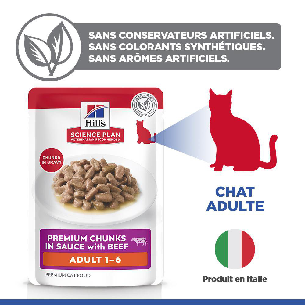 Hill's Adult nat kattenvoer met rund maaltijdzakje multipack