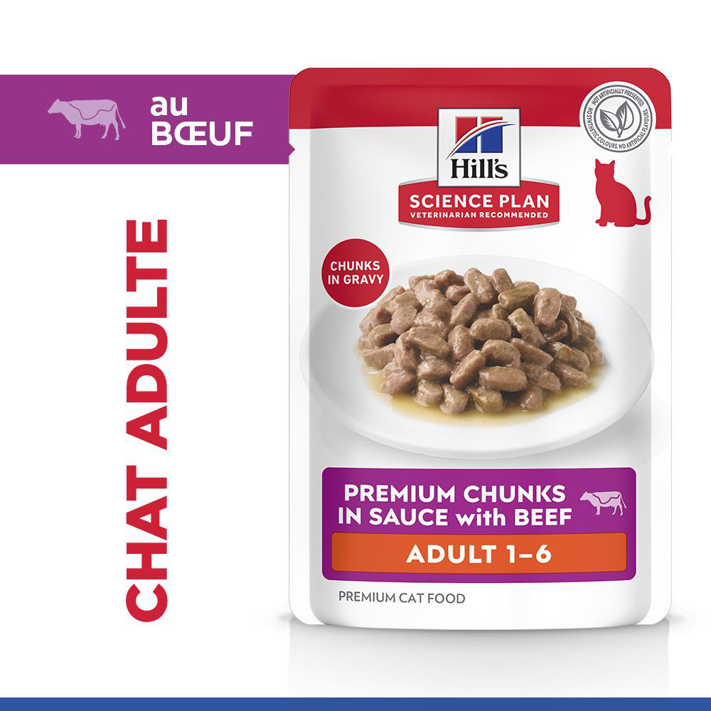 Hill's Adult nat kattenvoer met rund maaltijdzakje multipack
