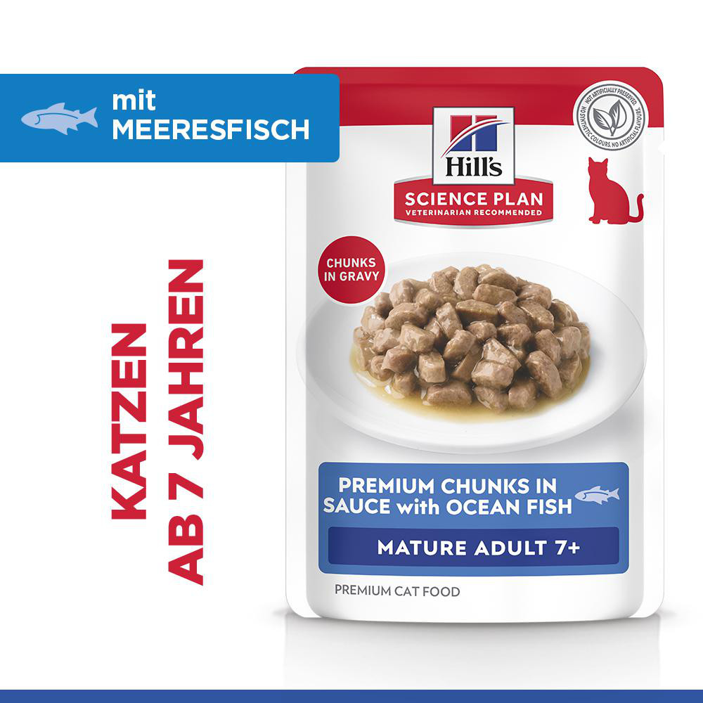 Hill's Mature Adult 7+ nat kattenvoer met zeevis maaltijdzakje multipack