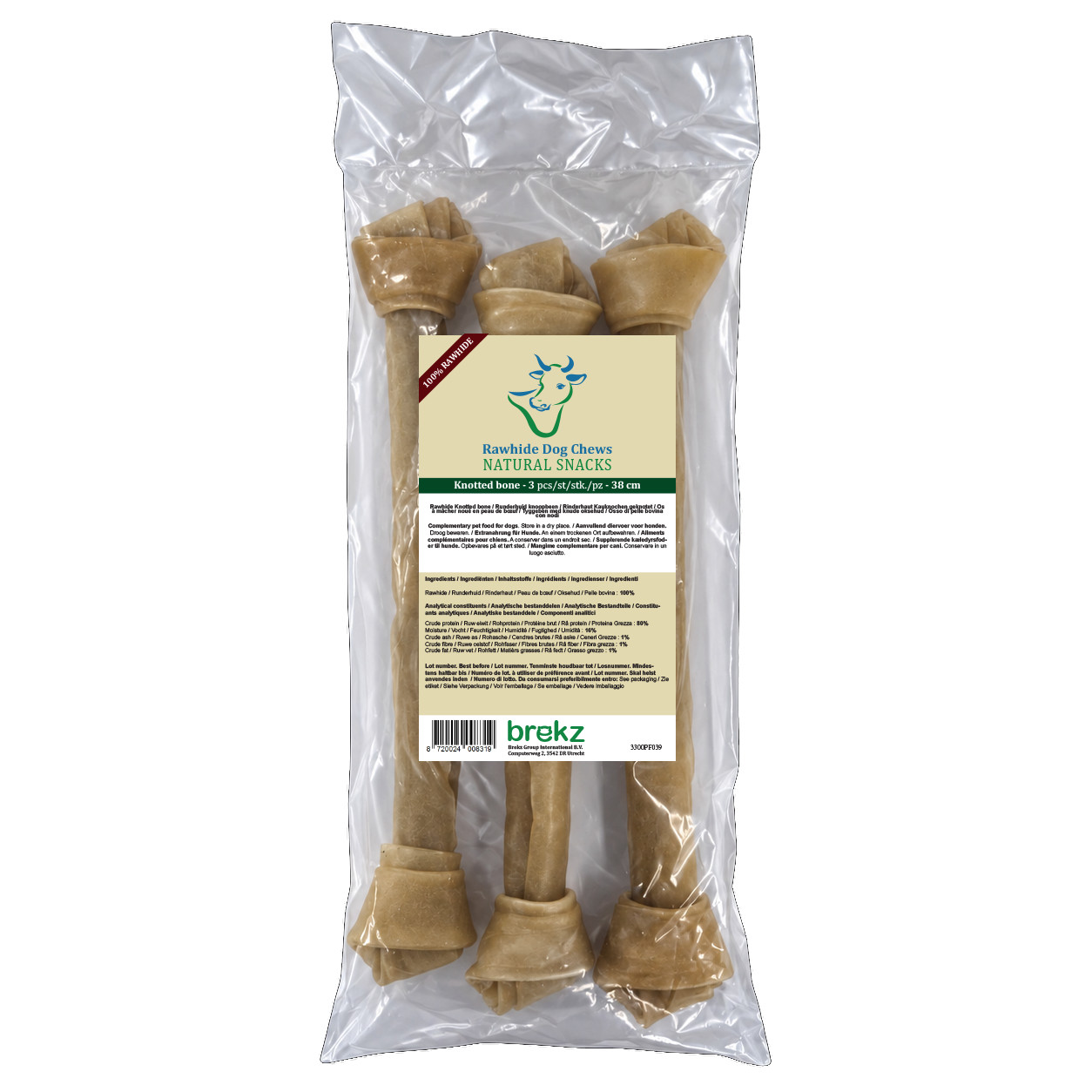 Os en peaux de buffle 38 cm pour chien