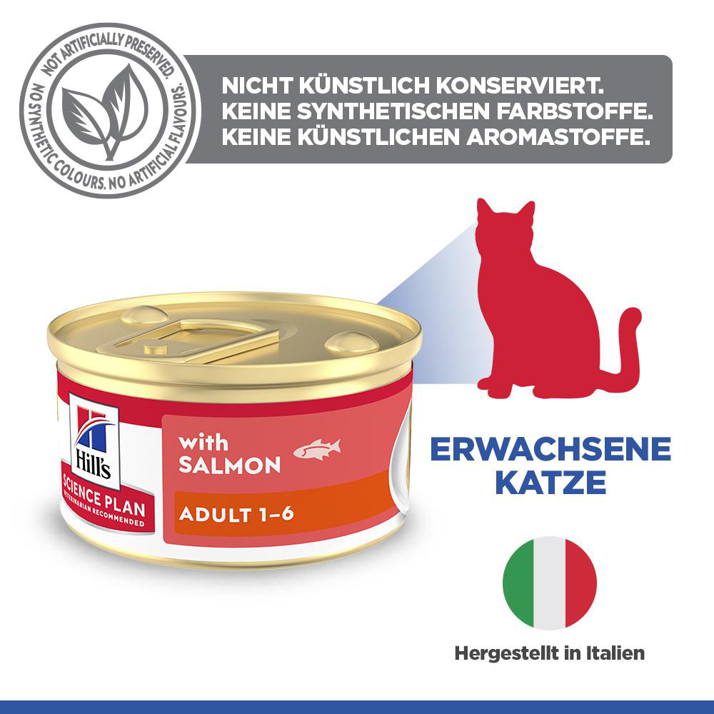 Hill's Adult mit Lachs Katzen-Nassfutter (Mousse, Dose)