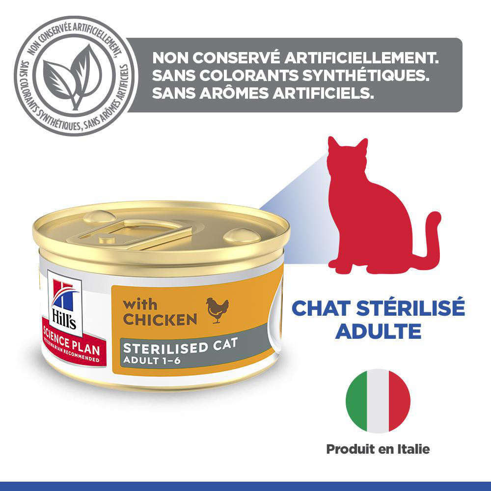 Hill's Adult Sterilised Cat au poulet pâtée pour chat (mousse, boîte)