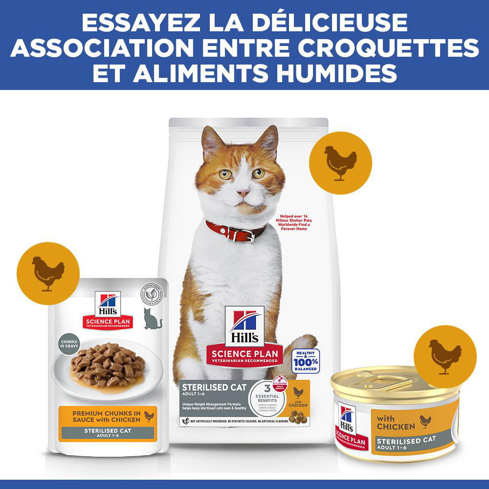 Hill's Adult Sterilised Cat au poulet pâtée pour chat (mousse, boîte)