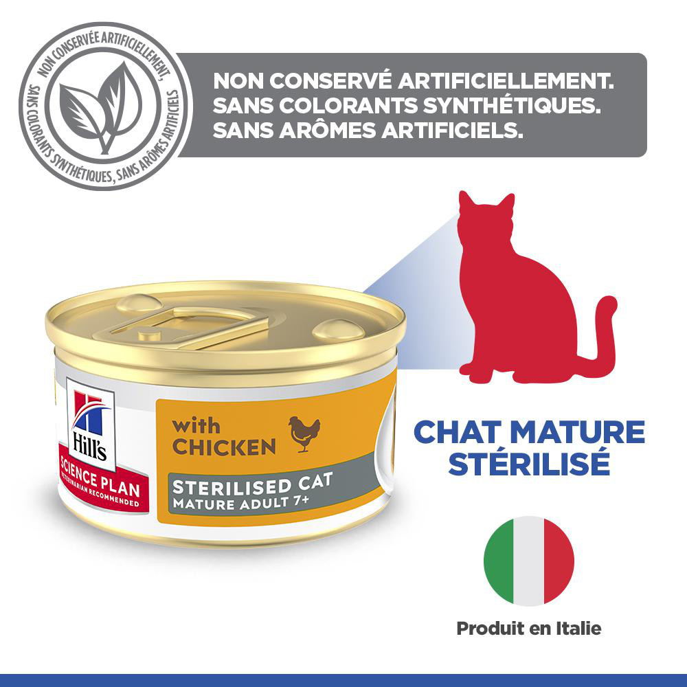 Hill's Mature Adult Sterilised Cat au poulet pâtée pour chat (mousse, boîte)