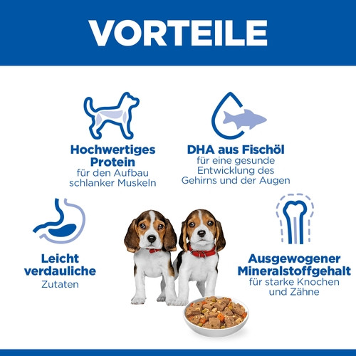 Hill's Puppy mit Huhn und Gemüse Welpen-Nassfutter (Eintopf, Dosen)