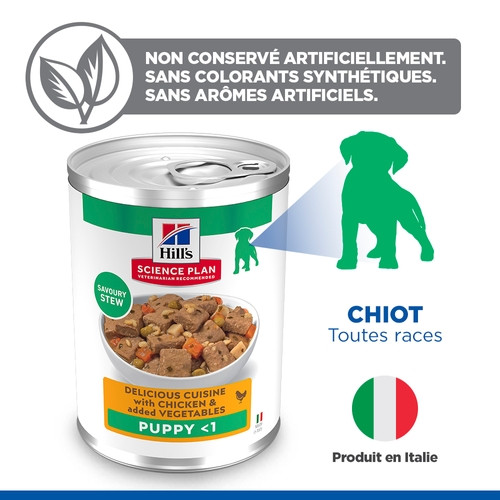 Hill's Puppy au poulet & aux légumes pâtée pour chiot (mijoté, boîte)