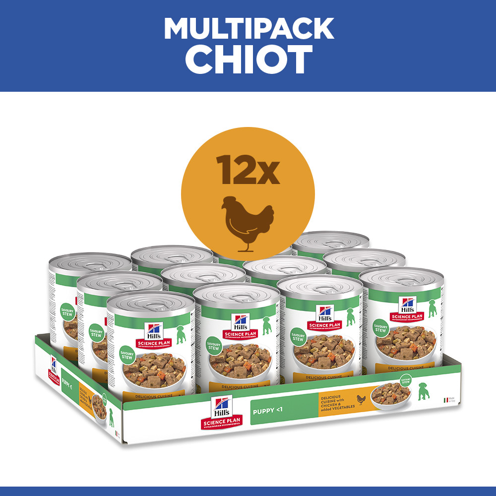 Hill's Puppy au poulet & aux légumes pâtée pour chiot (mijoté, boîte)