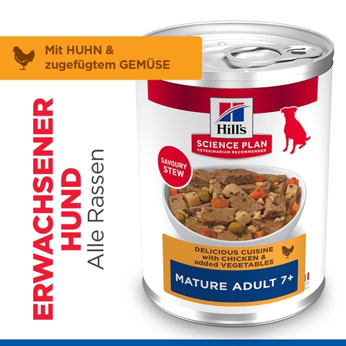 Hill's Mature Adult mit Huhn und Gemüse Hunde-Nassfutter (Eintopf, Dosen)