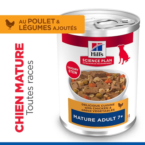 Hill's Mature Adult au poulet & aux légumes pâtée pour chien (mijoté, boîte)