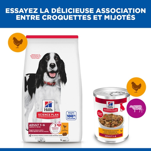 Hill's Adult au poulet & aux légumes pâtée pour chien (mijoté, boîte)