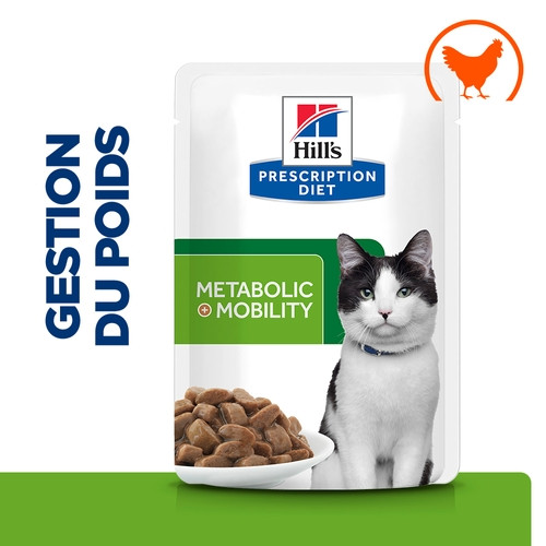Hill's Prescription Diet J/D Weight Metabolic + Mobility sachet repas au poulet pour chat 