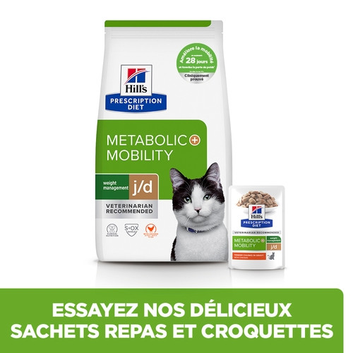 Hill's Prescription Diet J/D Weight Metabolic + Mobility au poulet pour chat