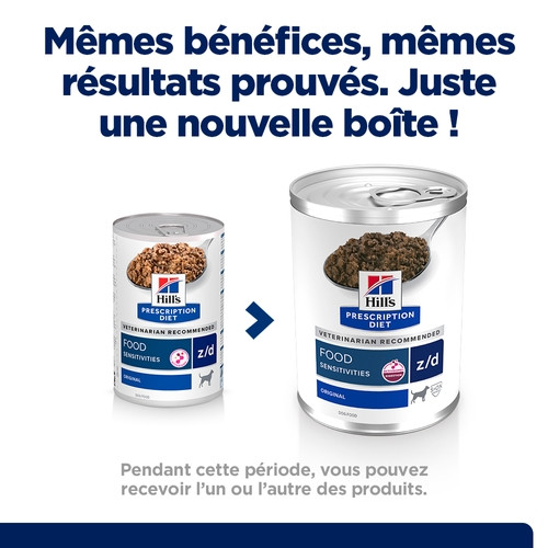 Hill's Prescription Diet Z/D Food Sensitivities pâtée pour chien (boîte)